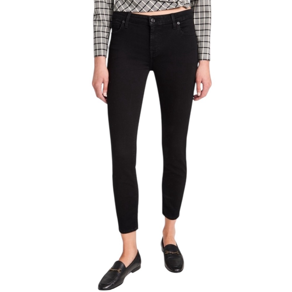 NWT 7 For All Mankind Blair Black Jeans Super Skinny Size 24